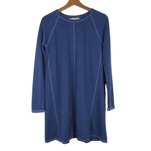 J.JILL Women's Lightweight Blue Knit Stripe A-Line Sweater Dress XS Long Sleeve